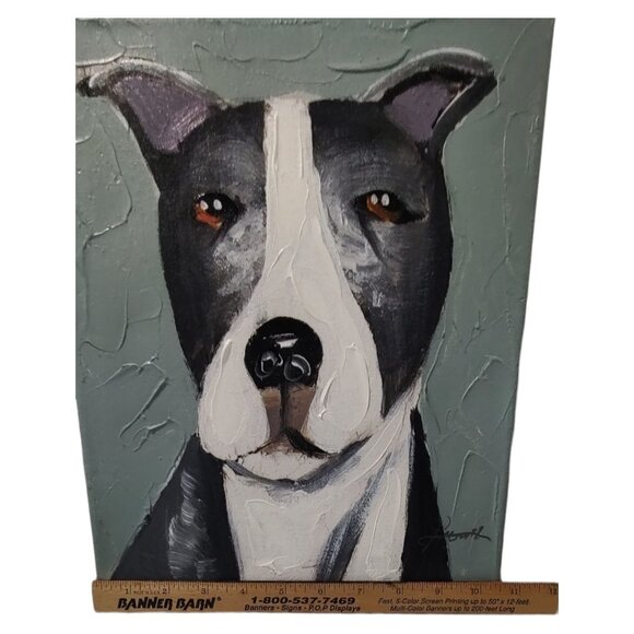 Pit Bull Terrier Dog Painting On Canvas Home Decor Animal Fun - Picture 3 of 7